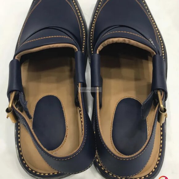 Traditional Handmade Leather Men's Peshawari Chappal,Semi Formal Sandals For Men - Picture 5 of 6